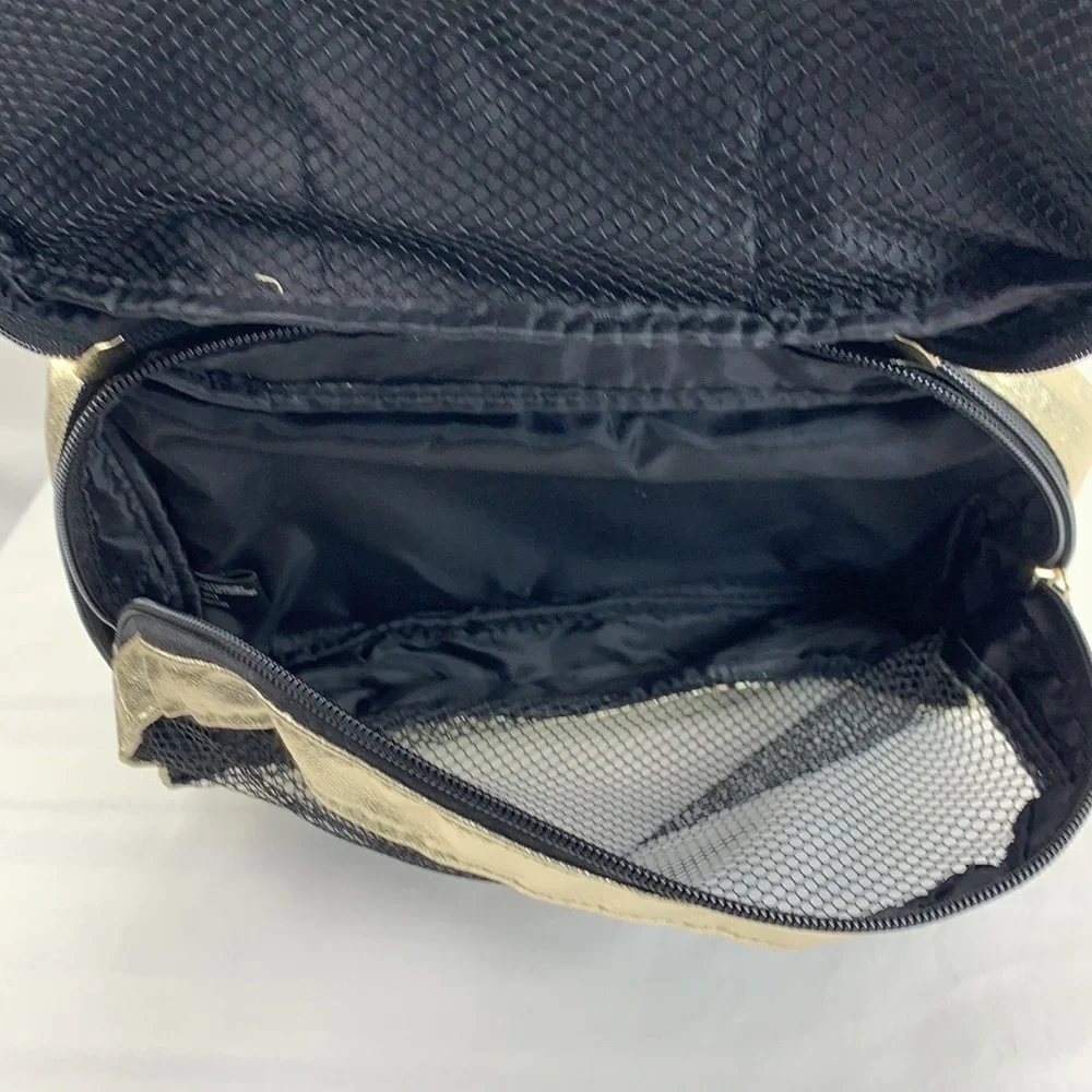 Victoria’s Secret Hanging Cosmetics Bag - LA Vibe, Gold/Black, 10” x 7”
